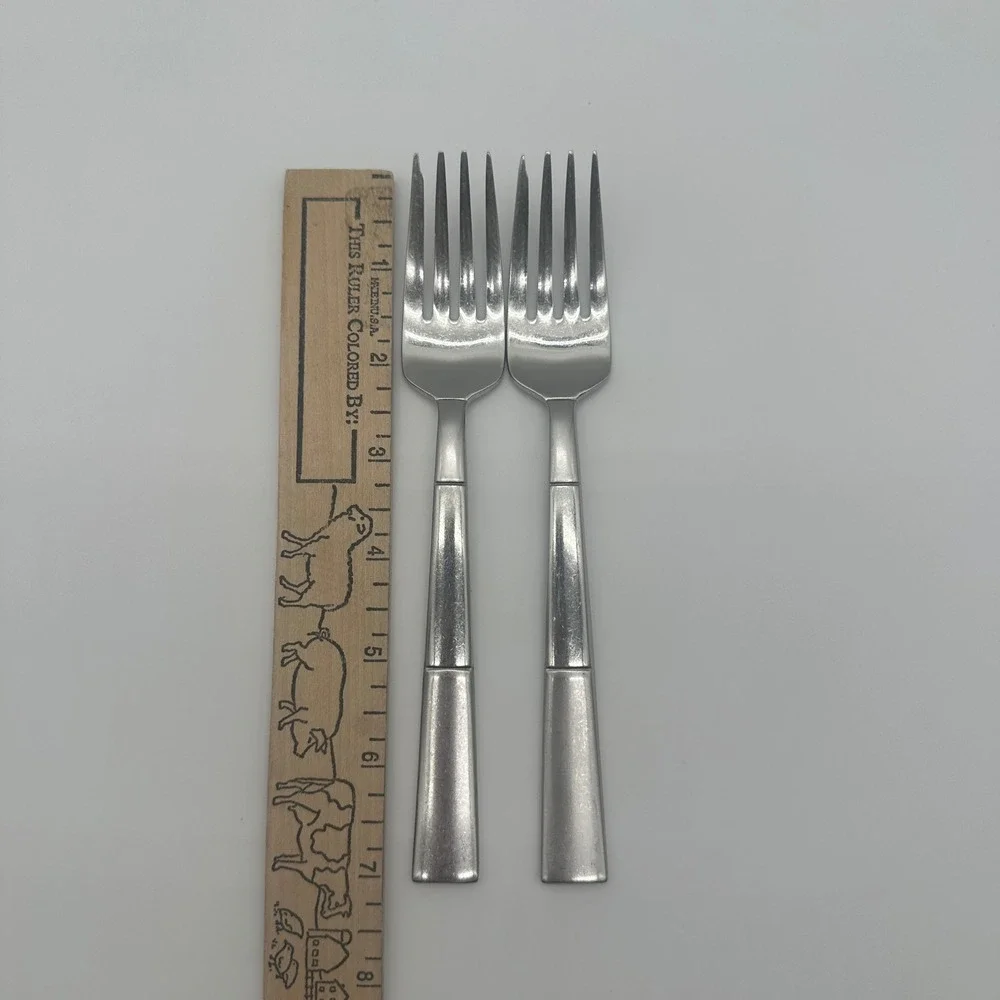 Oneida Echo Salad Forks 18/10 Stainless Steel Flatware Set of 2 Silver 7.25in